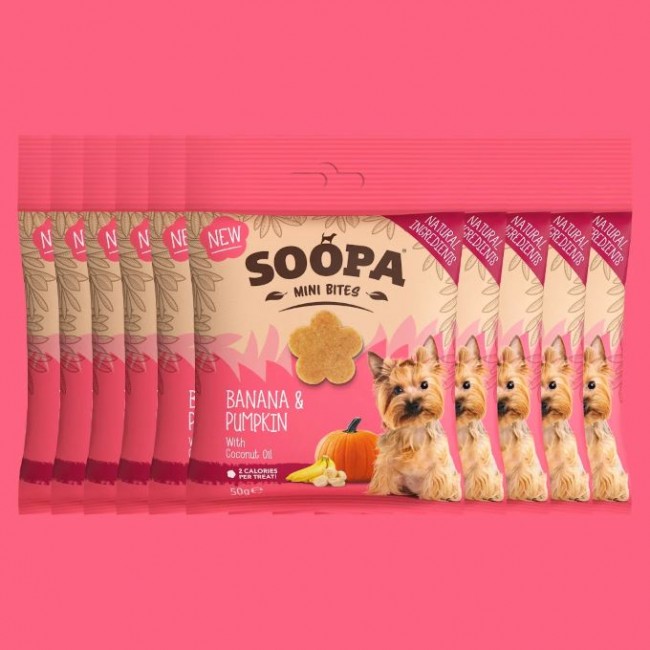 Soopa MINI Bites BANANA E CUCCIOLO DI ZUCCA 